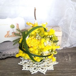✪幸せを呼ぶ実✪ 春の訪れを告げる花 ミモザのブッダナッツ・アレンジ (MBサイズ) 1枚目の画像