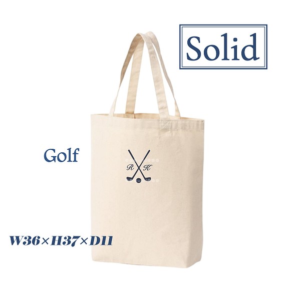 《お名前刺繍可》ゴルフ刺繍 トートバッグ ナチュラル W36×H37×D11ゴルフレッスンバッグ 1枚目の画像