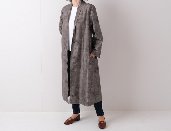 大島紬のローブカーディガン 単衣のコート 少し大きめサイズ 春から秋 ...