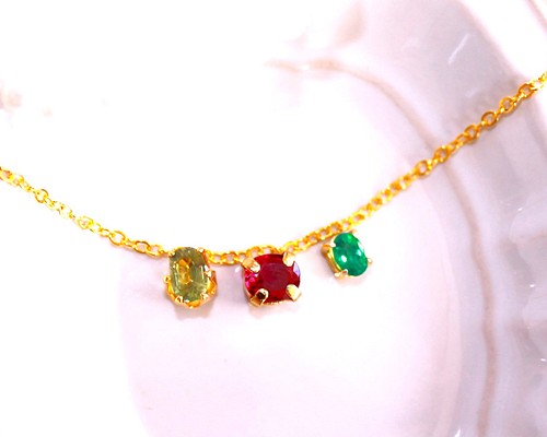 choi kawa design - Sapphire & Ruby & Emerald Necklace ネックレス