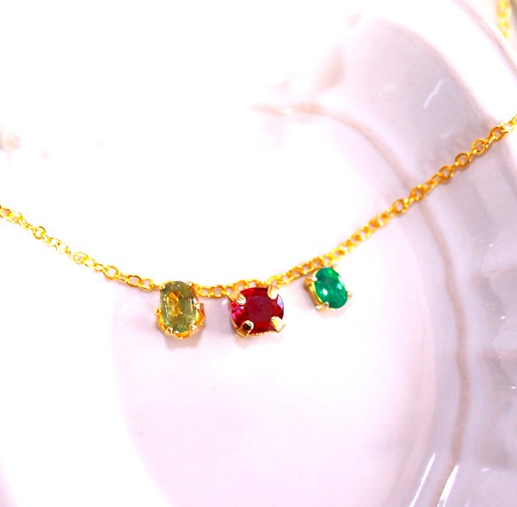 - choi kawa design - Sapphire & Ruby & Emerald Necklace 1枚目の画像