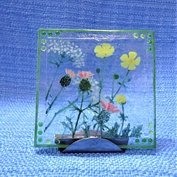 【野の花～春B～】GLASS－mini絵画 2023春 額 窓辺 インテリア 1枚目の画像