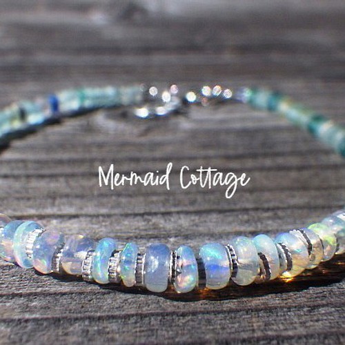 sv925*Opal& Romanglass Ocean Bracelet ☆オパール☆アジャスター