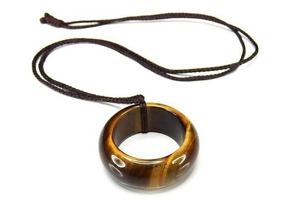 タイガーアイ サムリング 指輪 紐 ネックレス 天然石 K1-5-604