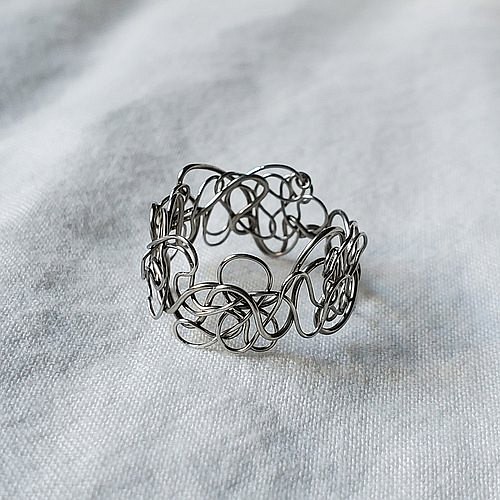 不鏽鋼鏤空 | 可調式戒指  金屬編織 飾品 不鏽鋼 手作 第1張的照片