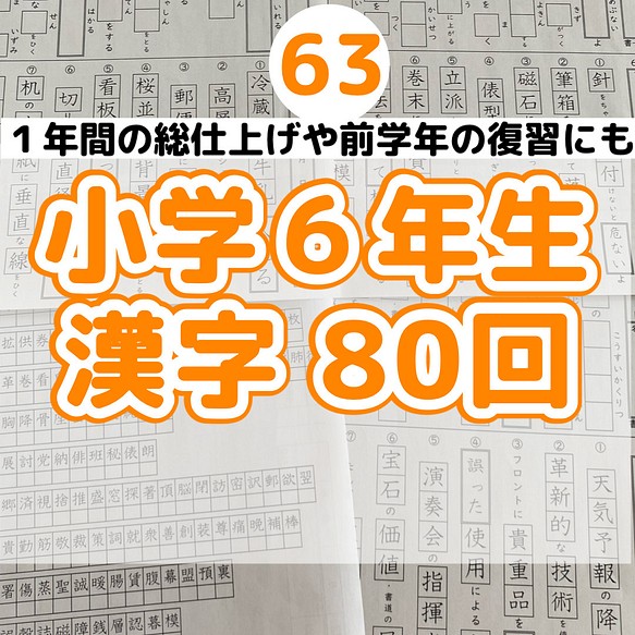 63小学６年生 漢字プリント 問題 ワーク ドリル 練習 国語 漢字検定