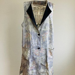 ハンドメイド　着物リメイク　羽織物チュニック 1枚目の画像