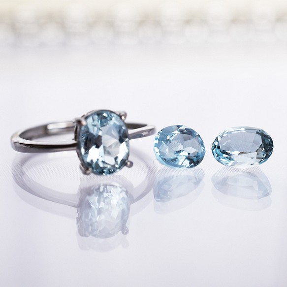 アクアマリン指輪、リング：美石：透明感のある美しい水色の天然石：シンプル、シルバー：Creema限定【送料無料】