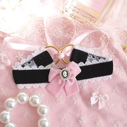 粉紅色 黑色 絲絨蝴蝶結 Victorian  蕾絲 項鍊 Choker necklace 第1張的照片