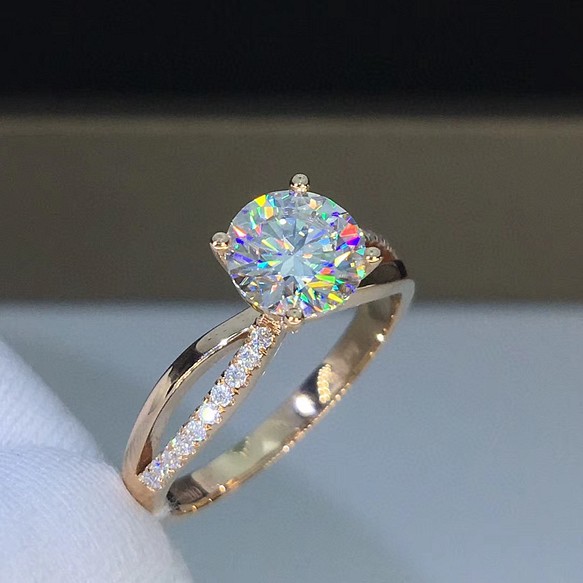 1カラット 】輝くモアサナイト ダイヤモンド リング K18PG 指輪