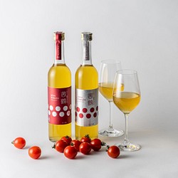 ワイン酵母仕込み茜鶴ミニトマトのお酒飲み比べ紅白セット（500ml×2本） 1枚目の画像