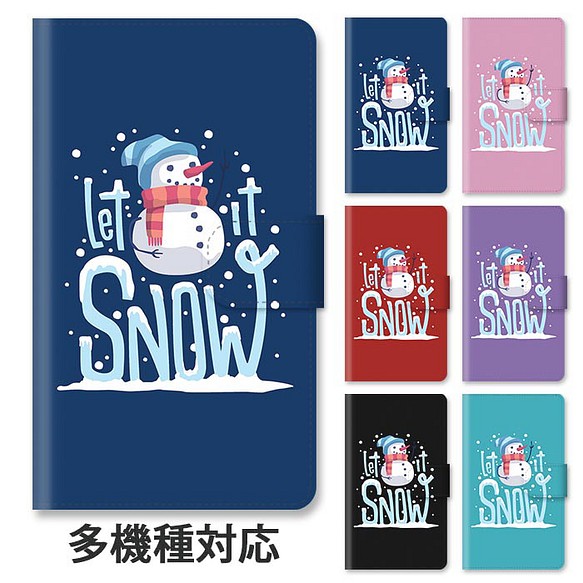 ほぼ全機種対応 スマホケース 手帳型 雪だるま スノーマン スノー 雪