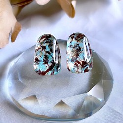 glass trapezoid chocomint Earrings 1枚目の画像