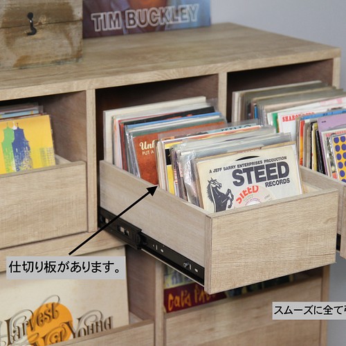 注文製作＿ディグれるレコードキャビネット＿7インチ1x3とLP1x2