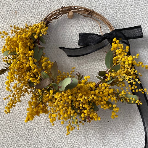 春まちリース♪ mimosa wreath ドライフラワー リース hana 通販 ...