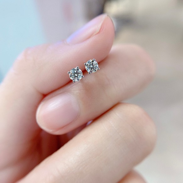 天然ダイヤモンドピアス0.3ct k18 ピアス（スタッド・一粒） パール