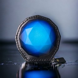 革の宝石！ジュエリーケース(ダイヤ型)/レザーポーチ/アクセサリーケース/ピアスケース/ブルー/イヤリング 1枚目の画像