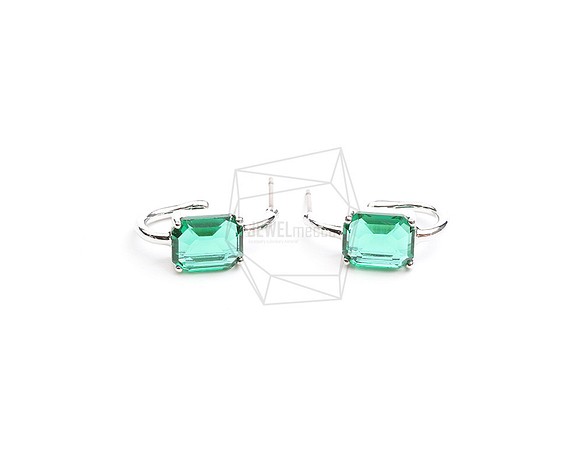 ERG-2325-R [2 件] 方形玻璃耳環，方形玻璃耳環 第1張的照片