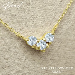 ★1 件庫存★ 三月生日石海藍寶石 K10 黃金心形圖案項鍊 Miwa Jewelry 第1張的照片