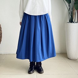 ロングプリーツスカート♪cotton polyester * Blue ロングスカート（マキシ丈） Oriental Plus +  通販｜Creema(クリーマ) 15544860