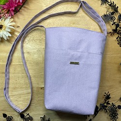 [Walk Pochette] 半亞麻淺紫色繩子長度可調節尺寸可更換/可更換為 Sacoche 智能手機單肩包 第1張的照片