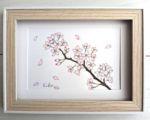 水彩原画【額縁付き】桜 絵画 KIKO 通販｜Creema(クリーマ)