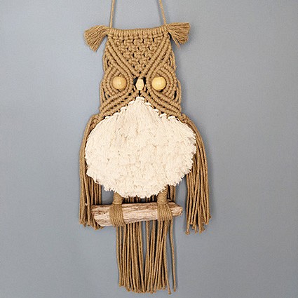 マクラメ編み　タペストリー　OWL 　2トーン 1枚目の画像