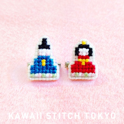 ひなまつり【ブローチ】バッチ バッジ 雛人形 ひな祭り 桃の節句 刺繍