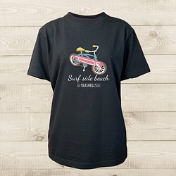 ハワイアンデザインTシャツ surfbike ユニセックスサイズ BLACK 半袖カットソー サーフバイク ビーチバイク 1枚目の画像