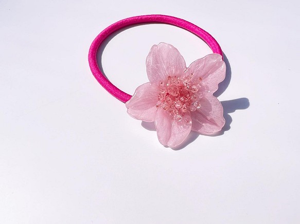 本物の桜 ソメイヨシノ pink×pink② 1輪ヘアゴム◎現品販売 1枚目の画像