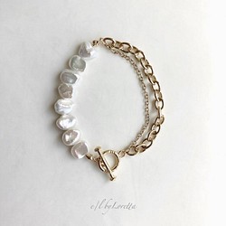 淡水パール W chain mantel bracelet 1枚目の画像