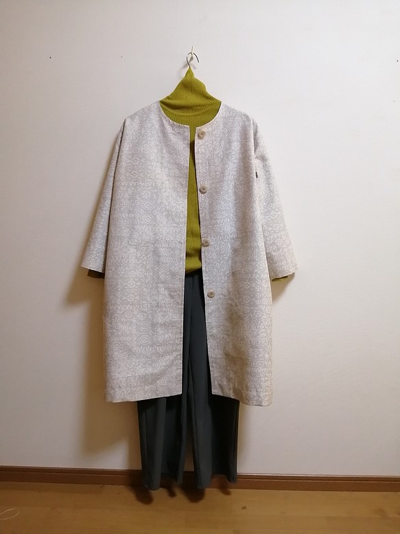 ギフト 正絹 紬 ノーカラー ジャケット 着物リメイク - 通販 - www 