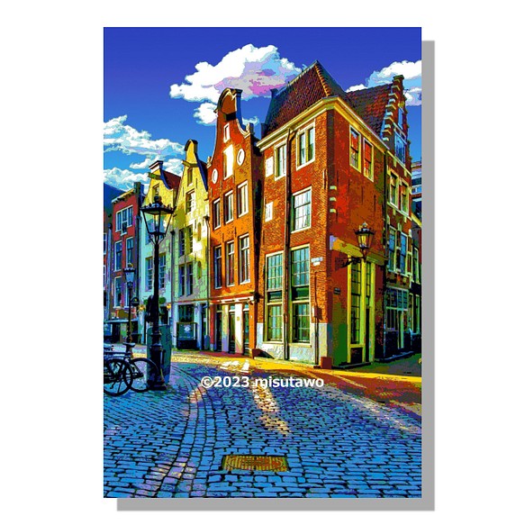 【選べる3枚組ポストカード】オランダ アムステルダムの路地【作品No.481】 1枚目の画像