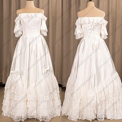 オフショルダー レトロ クラシカル ウェディングドレス 二次会 結婚式ドレス 561 1枚目の画像
