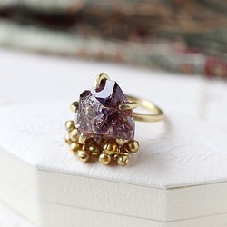 [獨一無二的物品] 原石紫水晶耳環/耳環 第1張的照片