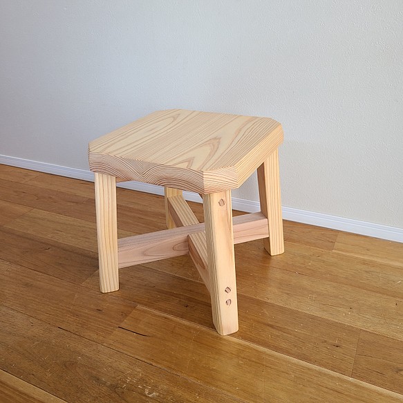美しい無垢材スツール 木製 花台 子供用椅子 八角形 椅子 いす イス 
