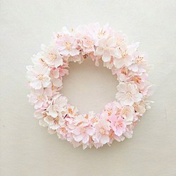ほんのりピンク 桜のシンプル春色リース  // ミニサイズ　★ラッピング無料★　 1枚目の画像