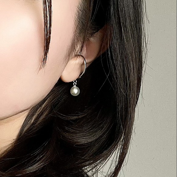 純白な一粒パールのイヤーカフ イヤリング イヤーカフ kimy earcuff