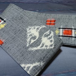 創作帯☆角帯 リバーシブル絣風 巾約12cm 1枚目の画像