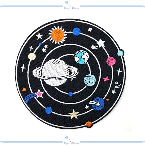 ES78 アップリケ 刺繍 デザイン 惑星 宇宙 太陽系 地球 ハンドメイド