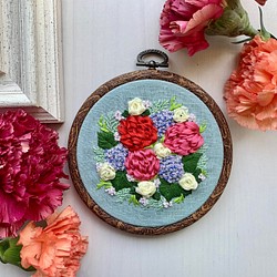 《受注製作》Flowerbouquet  カーネーション&紫陽花　タペストリー　母の日にも 1枚目の画像