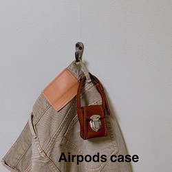 イタリアンレザーAirpods case◆イヤホンケース　エアポッツケース　充電器ケース　一点終了商品　 1枚目の画像