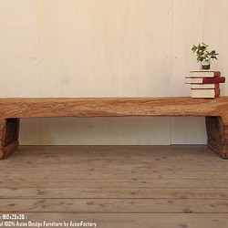 超極厚 オールドチーク 丸太ベンチ 160cm スツール アジアン家具 椅子 銘木 一枚板 チーク材 古木 古材 無垢材 1枚目の画像