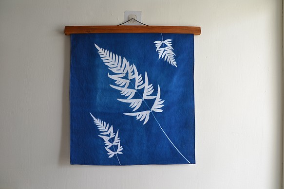 藍曬掛布 - 半邊旗 Botanic Cyanotype Decoration - Ferns 第1張的照片