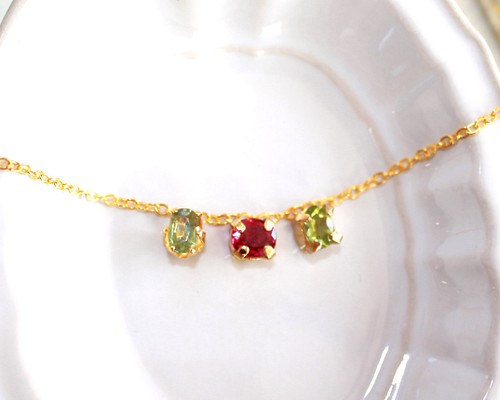 choi kawa design ２ - Sapphire & Ruby & Peridot Necklace