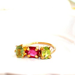 - botanical stone - Color Sapphire & Ruby & Peridot Ring 1枚目の画像