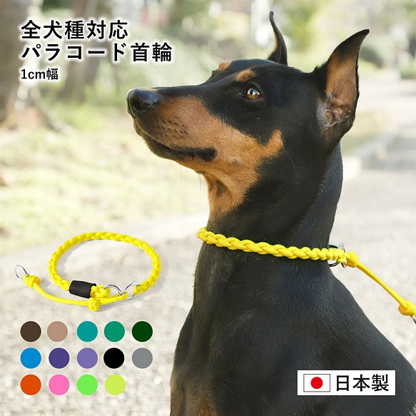 12×２色 パラコード 首輪 わんちゃん ハンドメイド 散歩 大型犬 中型犬