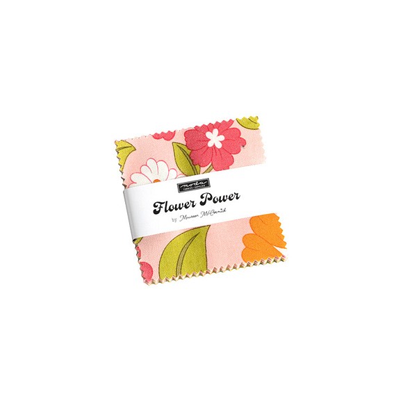 USAコットン moda mini charm 42枚セット Flower Power 1枚目の画像