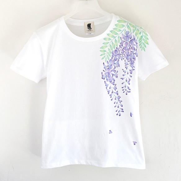 手描き藤の花柄Tシャツ ホワイトを追加しました。 | 手描きTシャツと雑貨のお店 niko ニコ