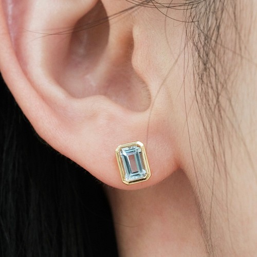 アクアマリンピアス1ct k18 ピアス（スタッド・一粒） パール大好き